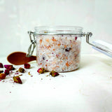 Take me to Everest natural bath salts with shea butter, rose oil, Dead Sea salts, Himalayan salts, and dried roses. 350 ml. Monarchess Natural Luxuries skincare products. monarchess, Amman, Jordan