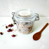 Take me to Everest natural bath salts with shea butter, rose oil, Dead Sea salts, Himalayan salts, and dried roses. 350 ml. Monarchess Natural Luxuries skincare products. monarchess, Amman, Jordan