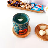 Melts my Heart scented natural soy wax and bee wax melts. Available in 5 scents: rose, lavender, coconut and vanilla, orchid, and sandalwood. Monarchess Natural Luxuries skin care products. Monarchess, Amman, Irbid, Jordan