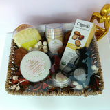 Gift basket contains lemon oil soap with shea butter, raw shea butter, pure argan oil 60ml, Essential Freshness natural deodrant, solid perfume, lip balm. Monarchess, Irbid, Amman, Jordan.