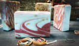 Cranberry on Top Soap. Moisturizing natural soap with shea butter and cranberries. Monarchess Natural Luxuries skincare products. Monarchess, Amman, Jordan