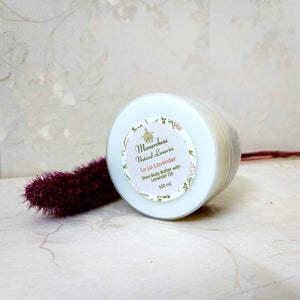 La La Lavender Body Butter. Natural body butter with shea butter, coconut oil, and lavender oil. 100 ml. Monarchess Natural Luxuries skin care products. Monarchess, Amman, Jordan
